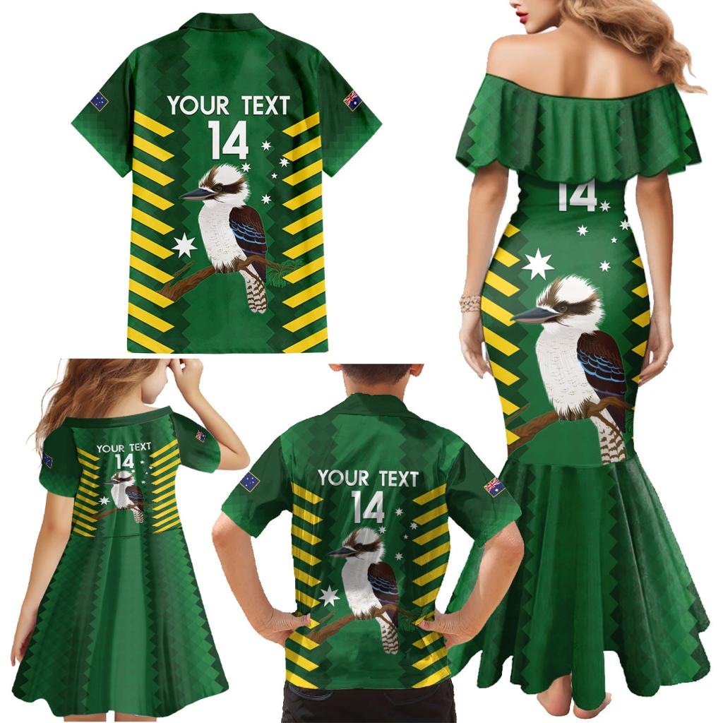 Custom Australia Field Hockey Family Matching Mermaid Dress and Hawaiian Shirt Go Champions Kookaburras National Color