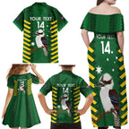Custom Australia Field Hockey Family Matching Off Shoulder Maxi Dress and Hawaiian Shirt Go Champions Kookaburras National Color