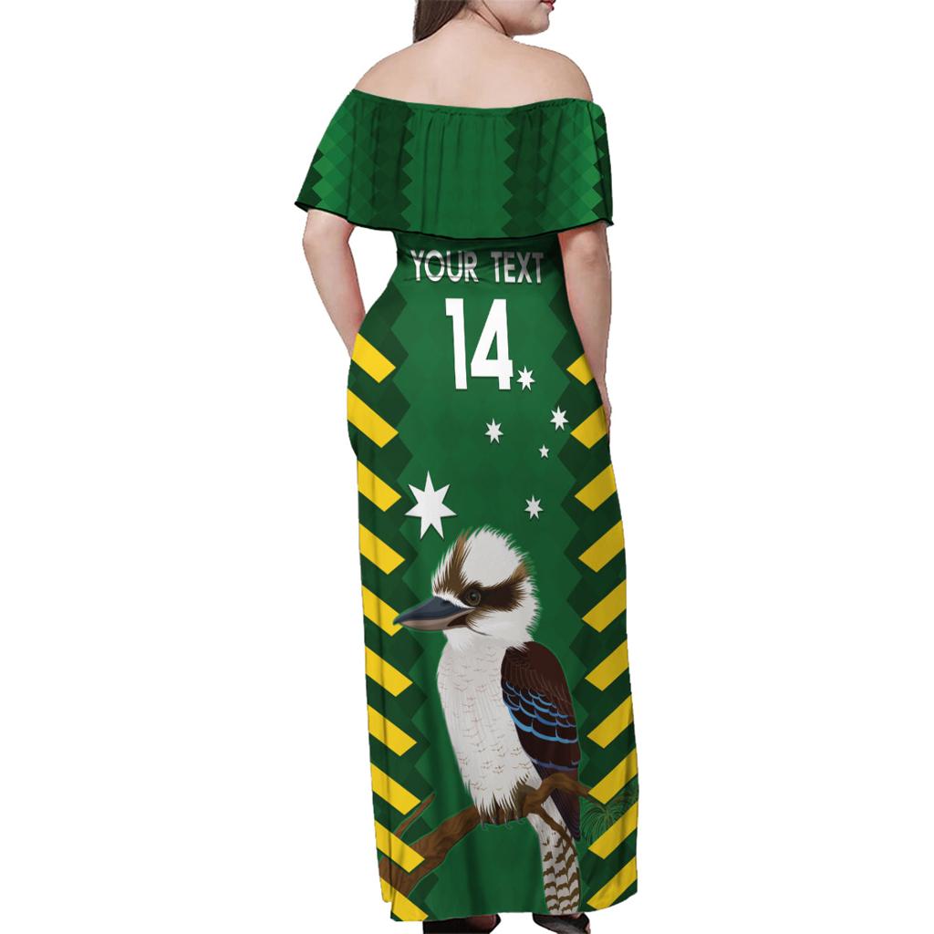 Custom Australia Field Hockey Family Matching Off Shoulder Maxi Dress and Hawaiian Shirt Go Champions Kookaburras National Color