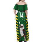 Custom Australia Field Hockey Family Matching Off Shoulder Maxi Dress and Hawaiian Shirt Go Champions Kookaburras National Color
