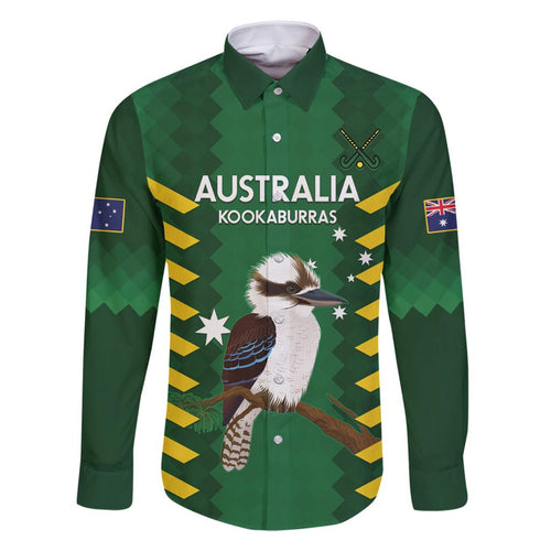 Custom Australia Field Hockey Family Matching Off Shoulder Short Dress and Hawaiian Shirt Go Champions Kookaburras National Color