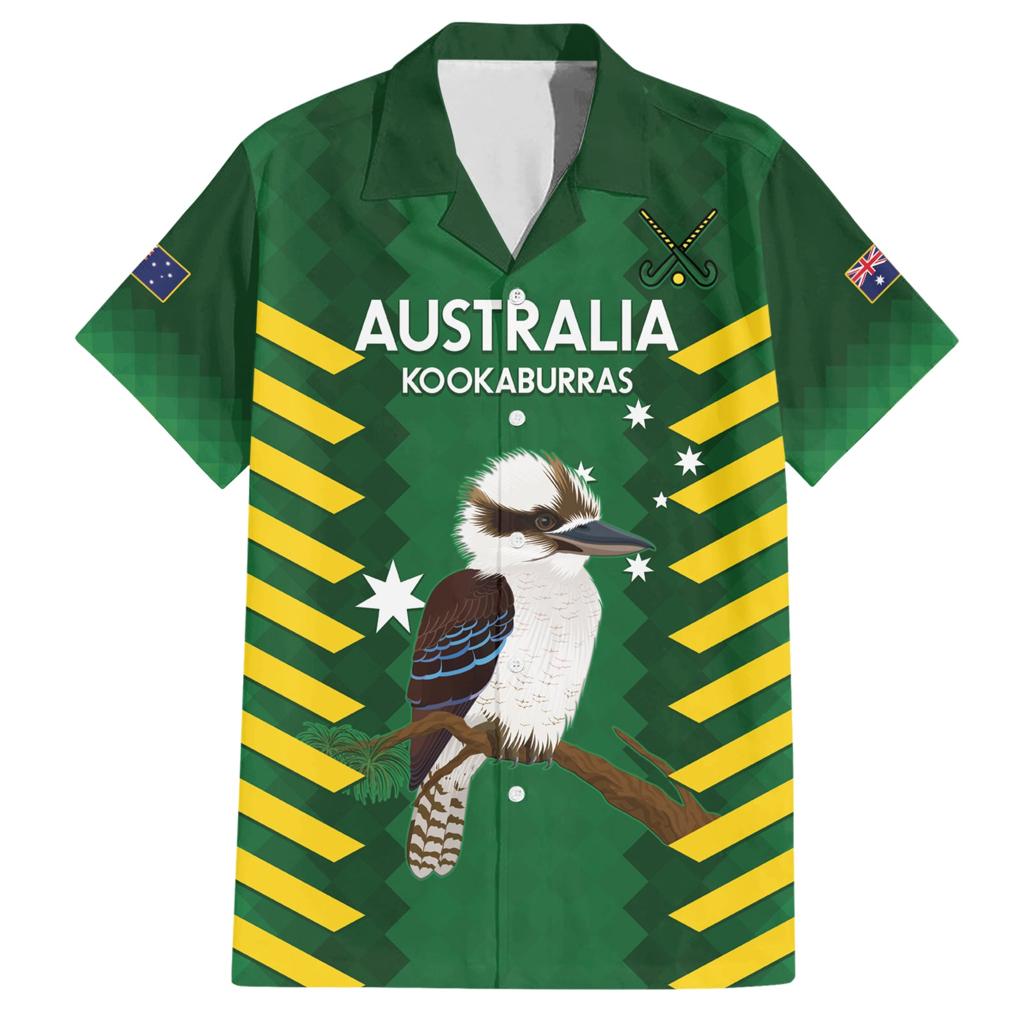Custom Australia Field Hockey Family Matching Short Sleeve Bodycon Dress and Hawaiian Shirt Go Champions Kookaburras National Color