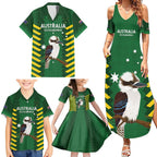 Custom Australia Field Hockey Family Matching Summer Maxi Dress and Hawaiian Shirt Go Champions Kookaburras National Color