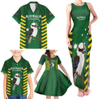 Custom Australia Field Hockey Family Matching Tank Maxi Dress and Hawaiian Shirt Go Champions Kookaburras National Color