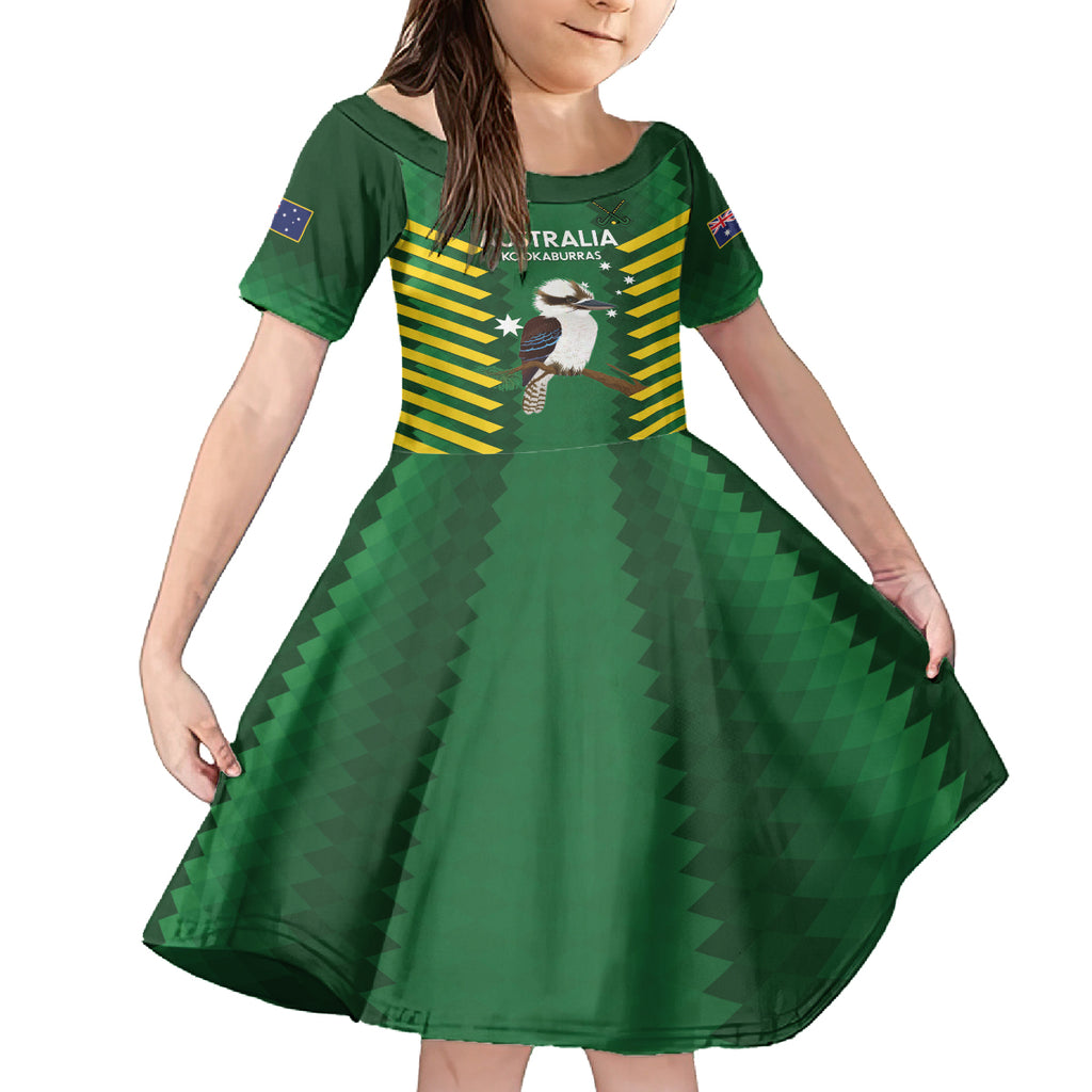 Custom Australia Field Hockey Kid Short Sleeve Dress Go Champions Kookaburras National Color