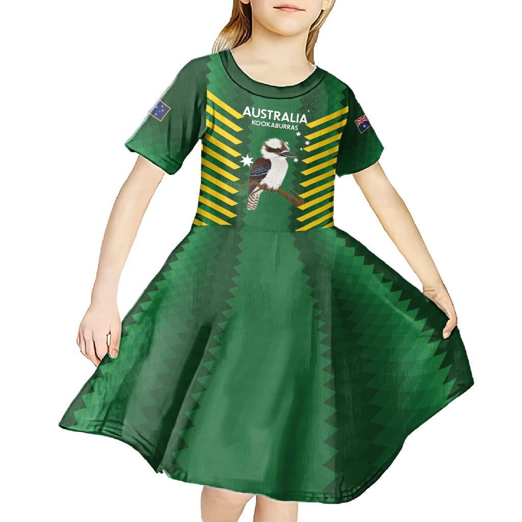 Custom Australia Field Hockey Kid Short Sleeve Dress Go Champions Kookaburras National Color