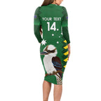 Custom Australia Field Hockey Long Sleeve Bodycon Dress Go Champions Kookaburras National Color