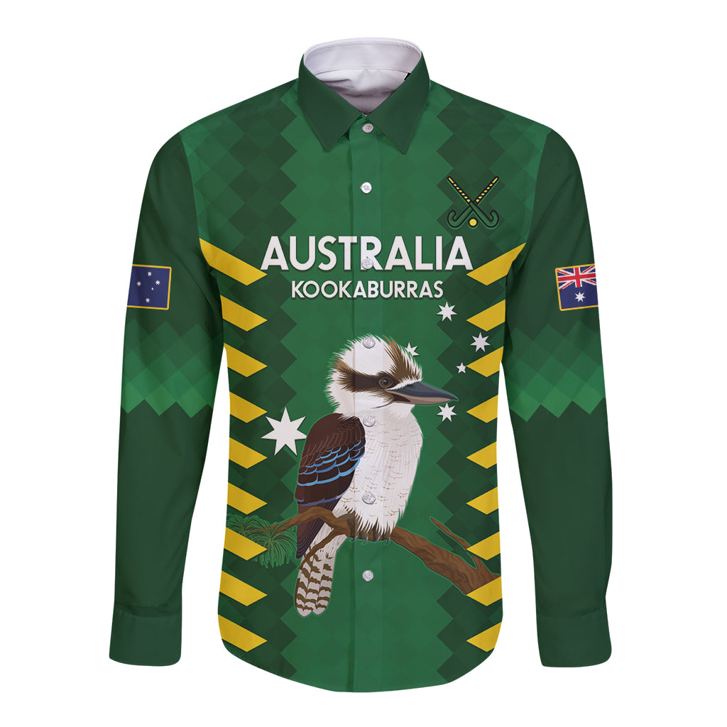 Custom Australia Field Hockey Long Sleeve Button Shirt Go Champions Kookaburras National Color