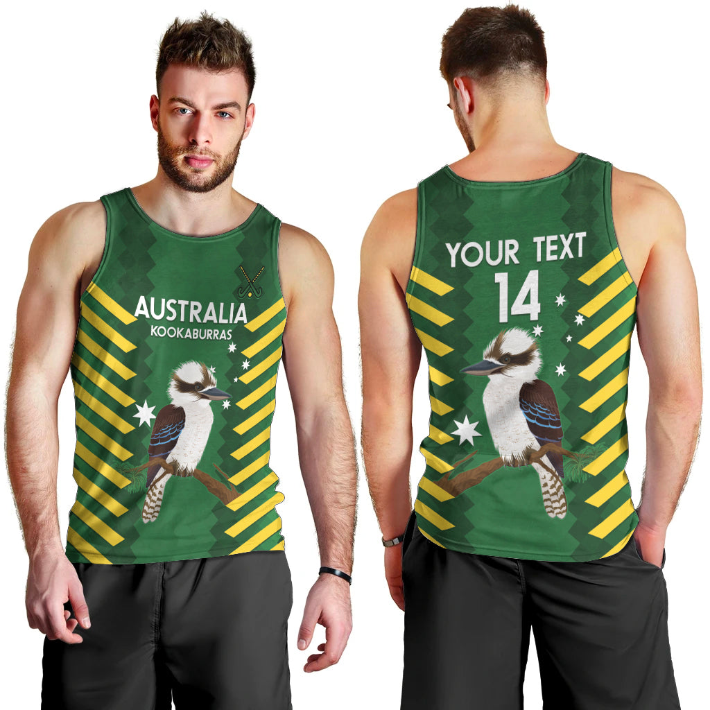 Custom Australia Field Hockey Men Tank Top Go Champions Kookaburras National Color