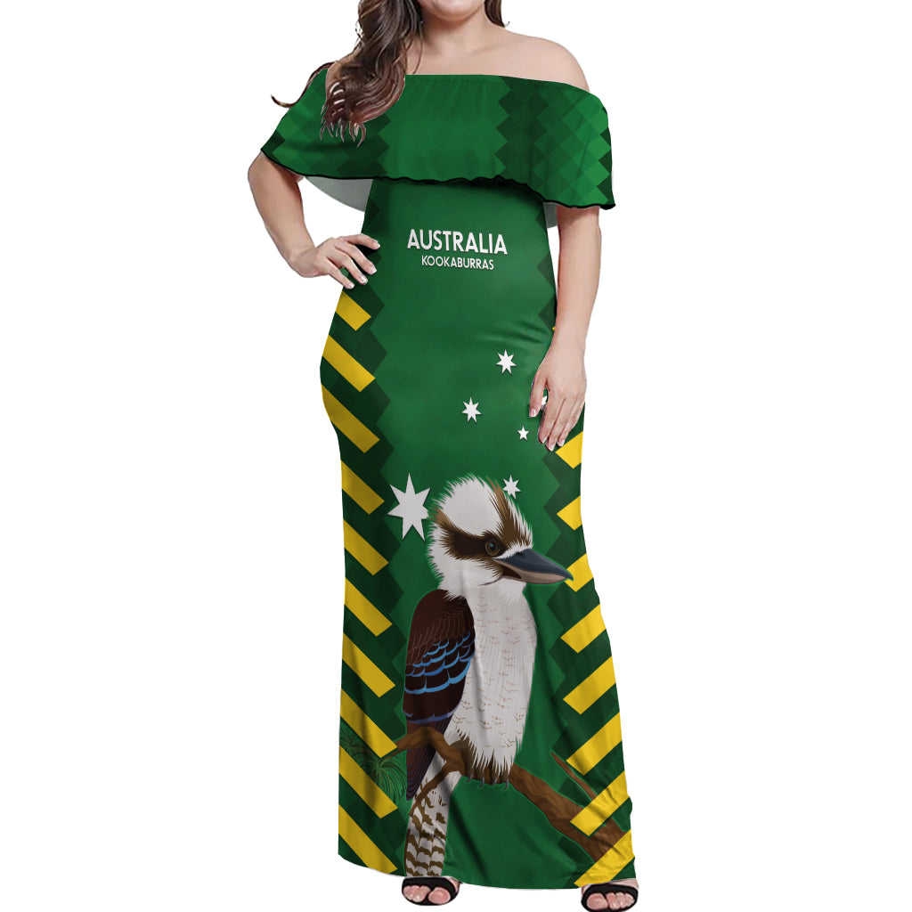Custom Australia Field Hockey Off Shoulder Maxi Dress Go Champions Kookaburras National Color