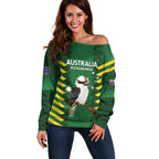 Custom Australia Field Hockey Off Shoulder Sweater Go Champions Kookaburras National Color