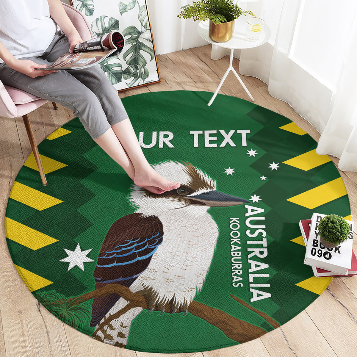 Custom Australia Field Hockey Round Carpet Go Champions Kookaburras National Color