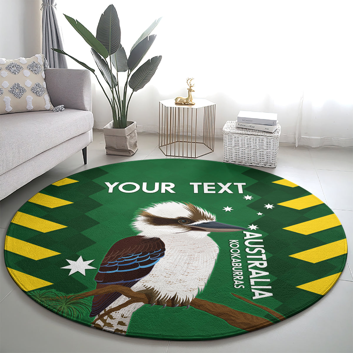 Custom Australia Field Hockey Round Carpet Go Champions Kookaburras National Color