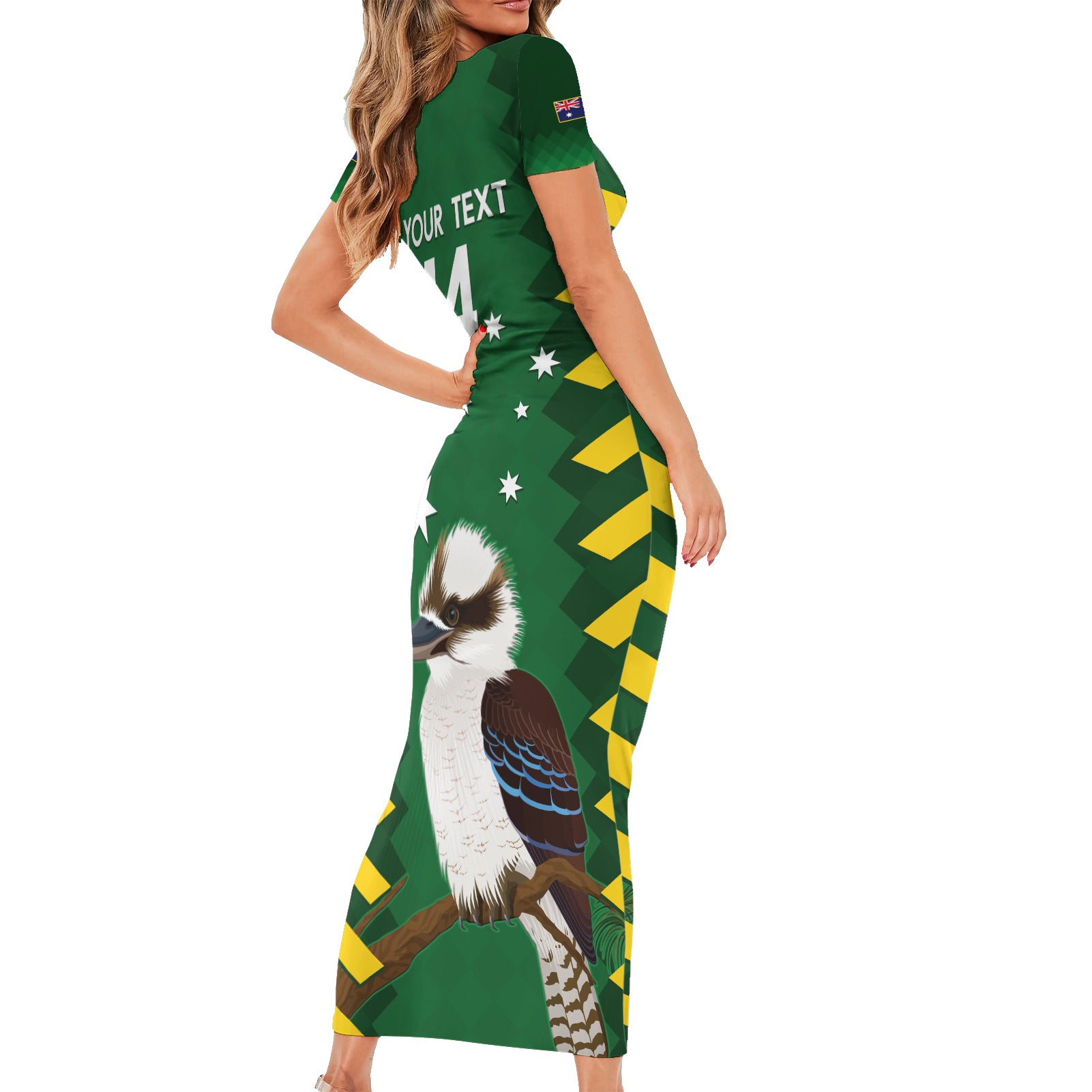 Custom Australia Field Hockey Short Sleeve Bodycon Dress Go Champions Kookaburras National Color
