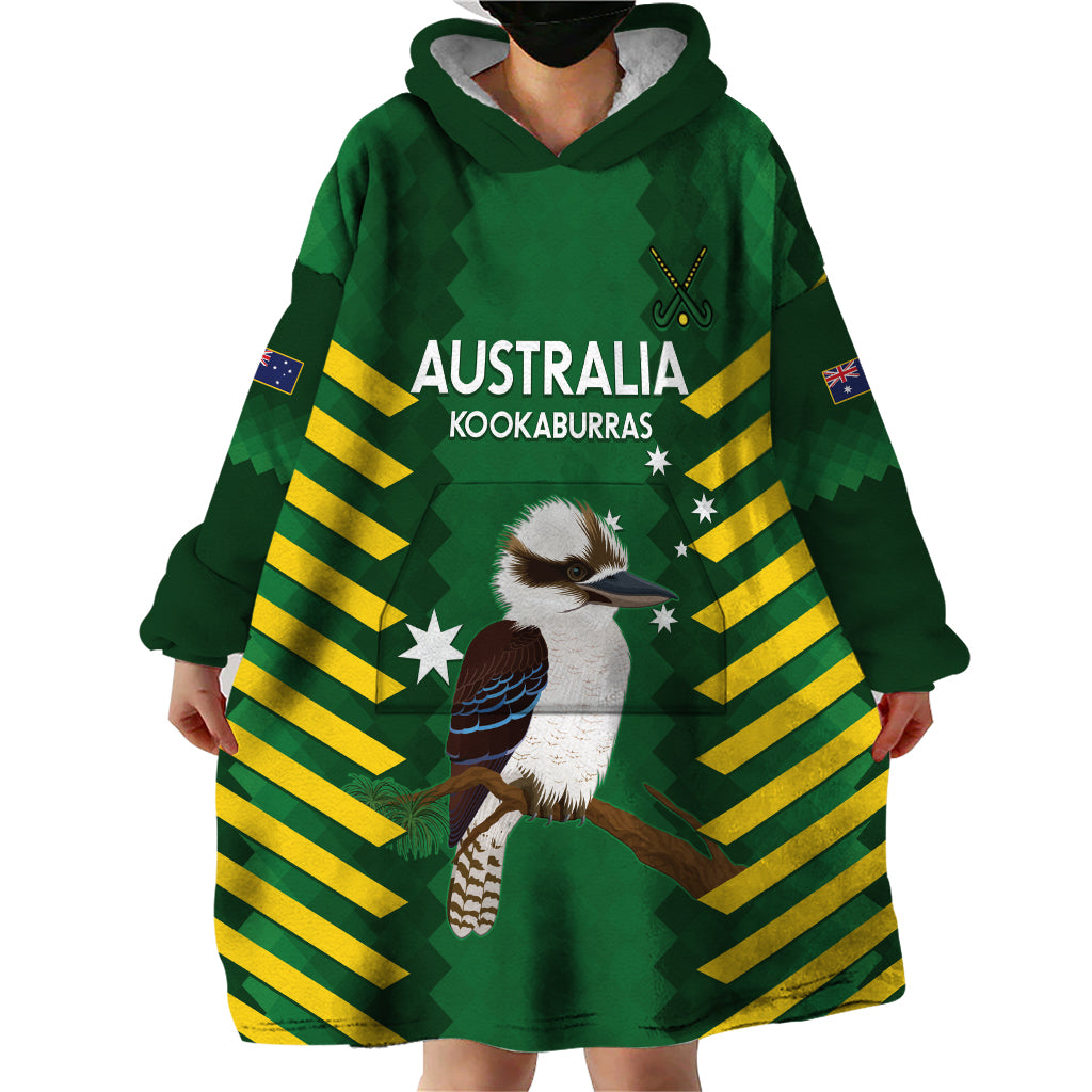 Custom Australia Field Hockey Wearable Blanket Hoodie Go Champions Kookaburras National Color