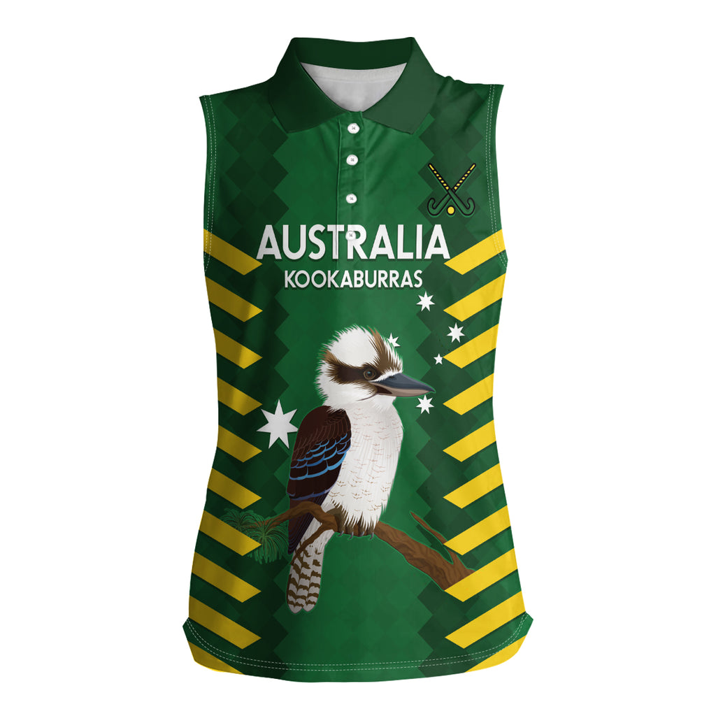 Custom Australia Field Hockey Women Sleeveless Polo Shirt Go Champions Kookaburras National Color