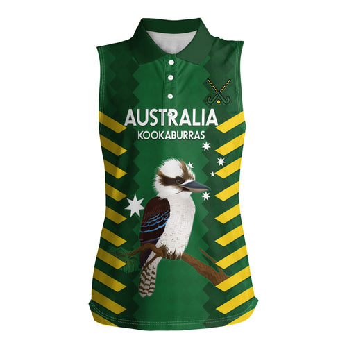 Custom Australia Field Hockey Women Sleeveless Polo Shirt Go Champions Kookaburras National Color