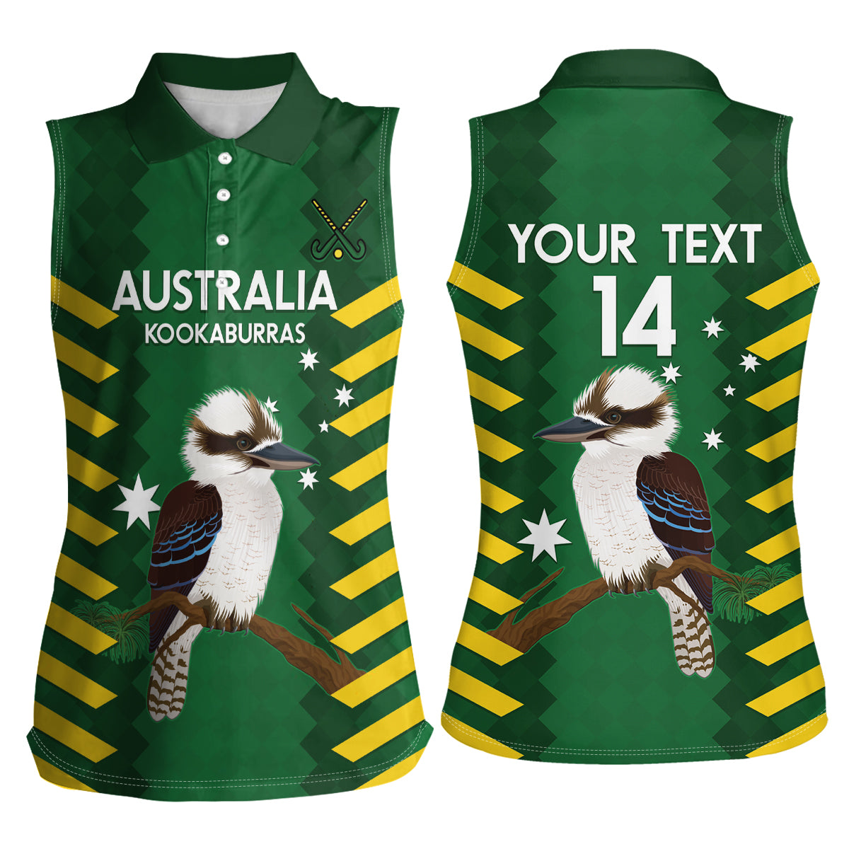 Custom Australia Field Hockey Women Sleeveless Polo Shirt Go Champions Kookaburras National Color