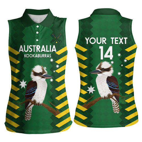 Custom Australia Field Hockey Women Sleeveless Polo Shirt Go Champions Kookaburras National Color