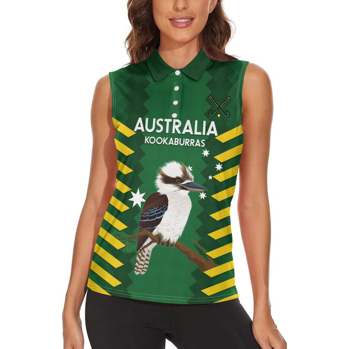 Custom Australia Field Hockey Women Sleeveless Polo Shirt Go Champions Kookaburras National Color
