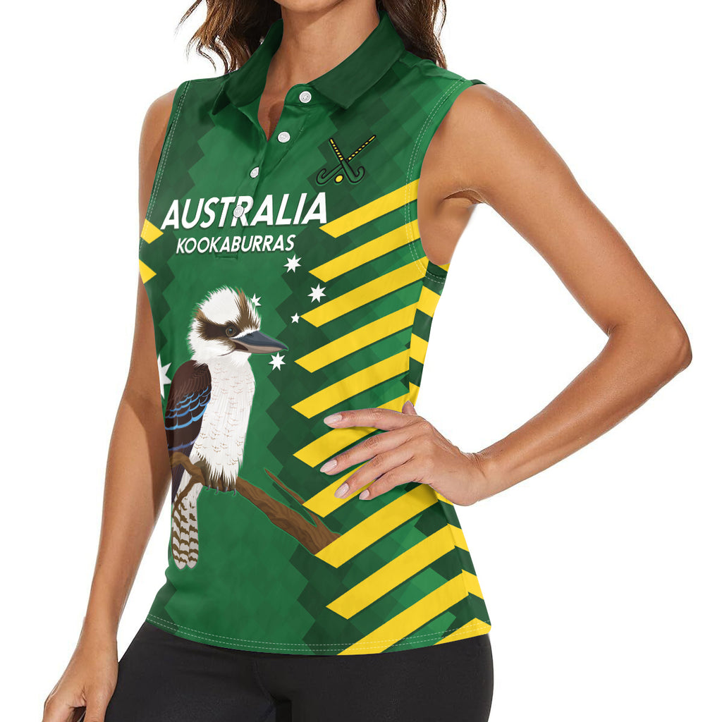 Custom Australia Field Hockey Women Sleeveless Polo Shirt Go Champions Kookaburras National Color