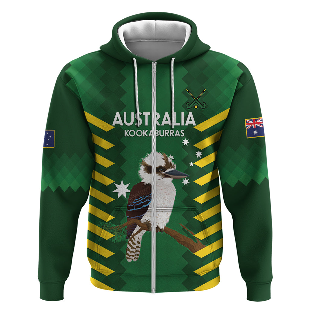 Custom Australia Field Hockey Zip Hoodie Go Champions Kookaburras National Color