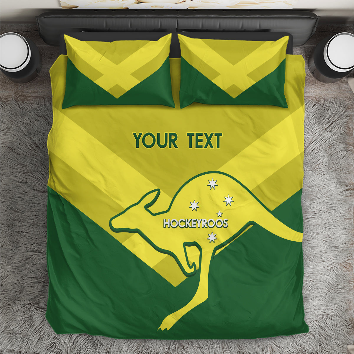 Custom Australia Field Hockey Bedding Set Go Champions Hockeyroos National Color