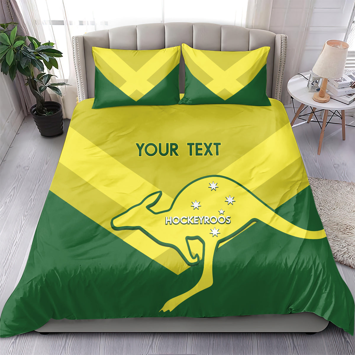 Custom Australia Field Hockey Bedding Set Go Champions Hockeyroos National Color