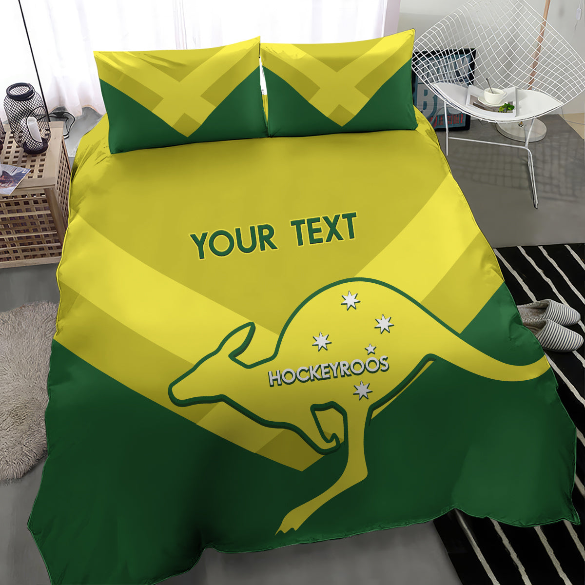 Custom Australia Field Hockey Bedding Set Go Champions Hockeyroos National Color