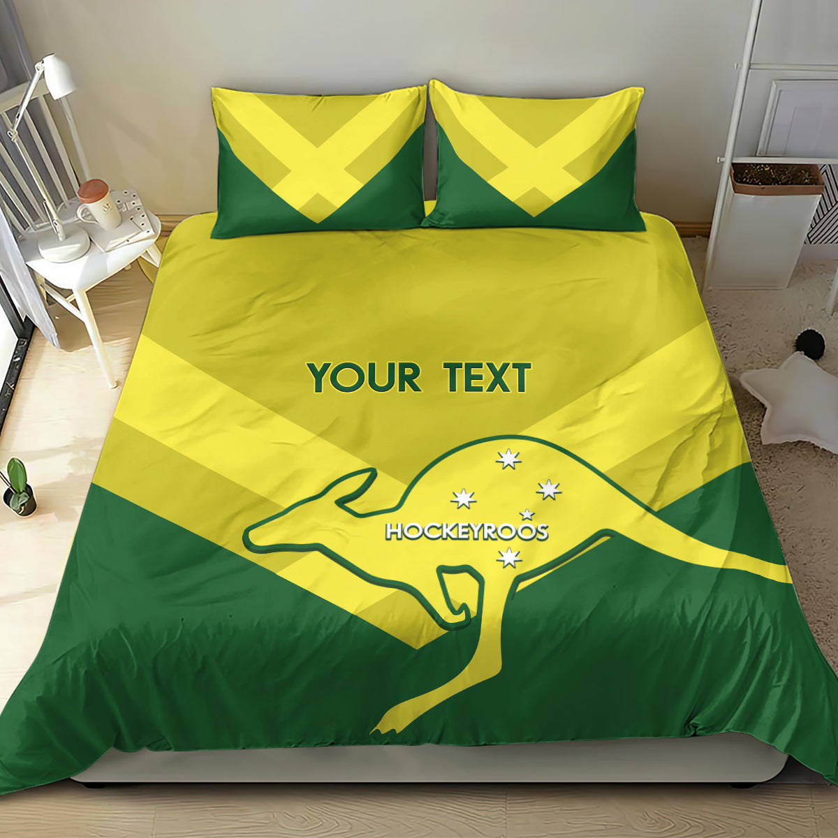 Custom Australia Field Hockey Bedding Set Go Champions Hockeyroos National Color