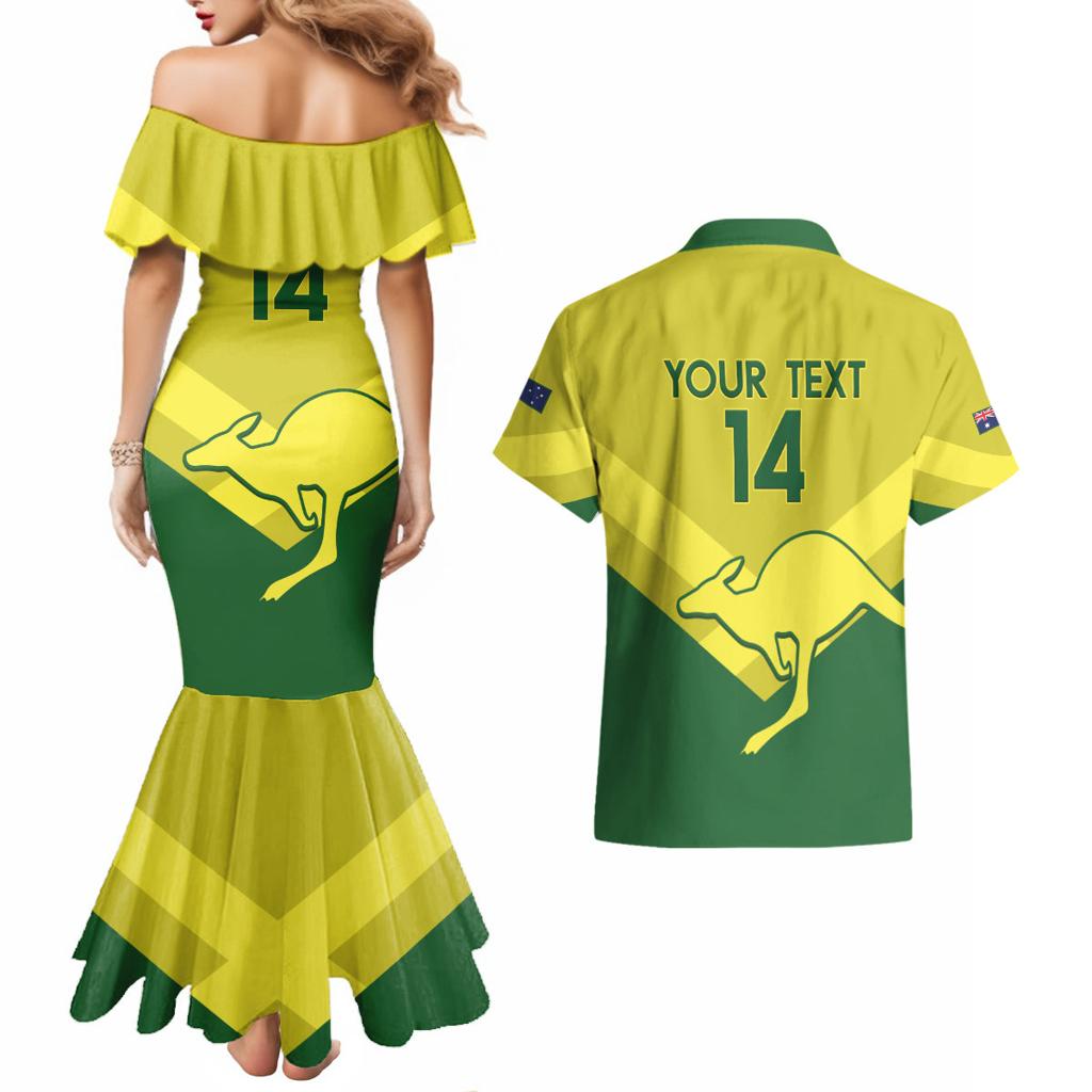 Custom Australia Field Hockey Couples Matching Mermaid Dress and Hawaiian Shirt Go Champions Hockeyroos National Color