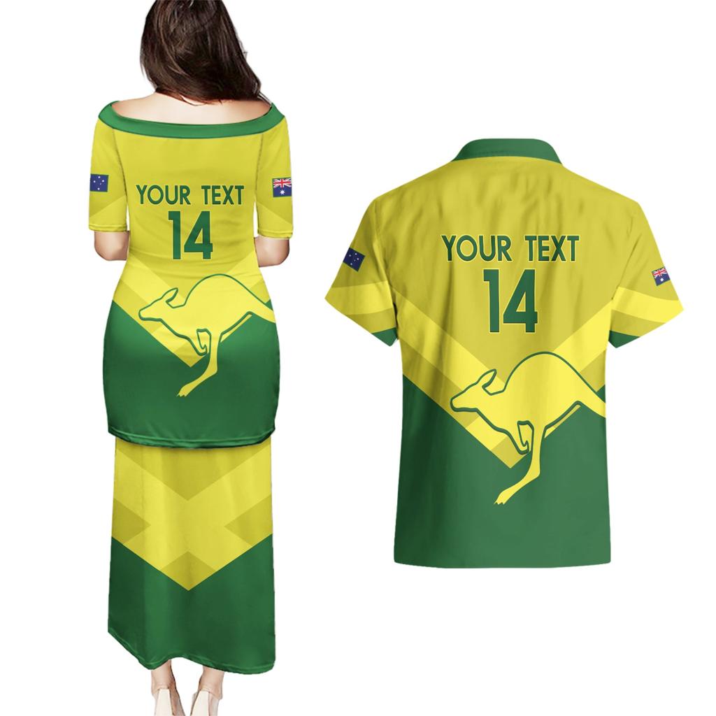 Custom Australia Field Hockey Couples Matching Puletasi and Hawaiian Shirt Go Champions Hockeyroos National Color