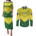 Custom Australia Field Hockey Couples Matching Puletasi and Long Sleeve Button Shirt Go Champions Hockeyroos National Color