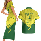 Custom Australia Field Hockey Couples Matching Short Sleeve Bodycon Dress and Hawaiian Shirt Go Champions Hockeyroos National Color