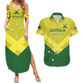 Custom Australia Field Hockey Couples Matching Summer Maxi Dress and Hawaiian Shirt Go Champions Hockeyroos National Color