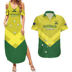 Custom Australia Field Hockey Couples Matching Summer Maxi Dress and Hawaiian Shirt Go Champions Hockeyroos National Color