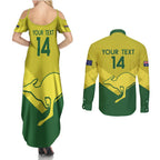 Custom Australia Field Hockey Couples Matching Summer Maxi Dress and Long Sleeve Button Shirt Go Champions Hockeyroos National Color