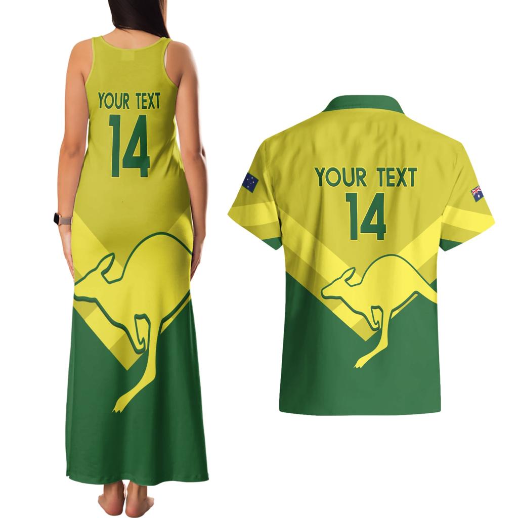 Custom Australia Field Hockey Couples Matching Tank Maxi Dress and Hawaiian Shirt Go Champions Hockeyroos National Color