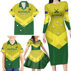 Custom Australia Field Hockey Family Matching Long Sleeve Bodycon Dress and Hawaiian Shirt Go Champions Hockeyroos National Color