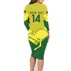 Custom Australia Field Hockey Family Matching Long Sleeve Bodycon Dress and Hawaiian Shirt Go Champions Hockeyroos National Color