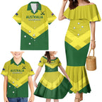 Custom Australia Field Hockey Family Matching Mermaid Dress and Hawaiian Shirt Go Champions Hockeyroos National Color
