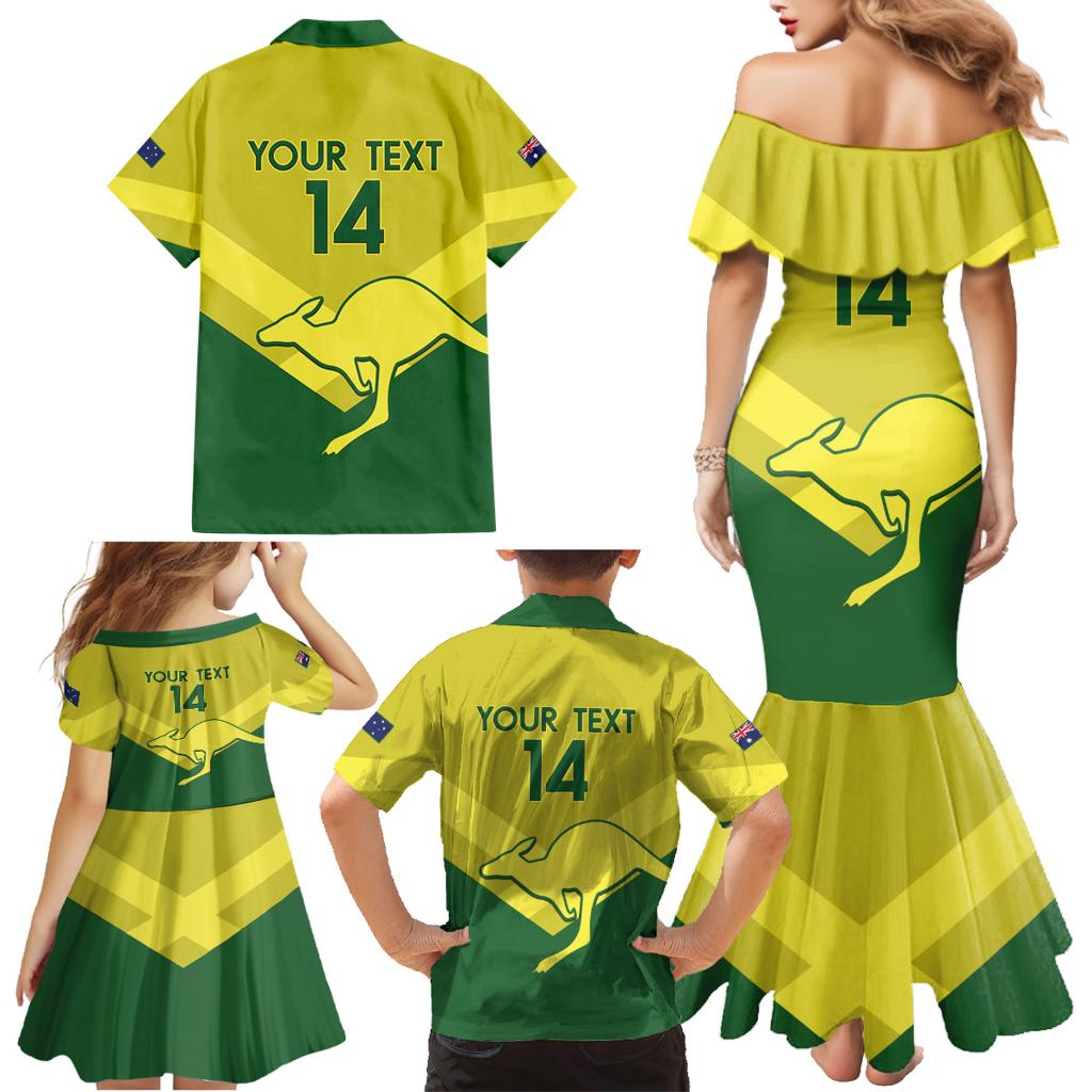 Custom Australia Field Hockey Family Matching Mermaid Dress and Hawaiian Shirt Go Champions Hockeyroos National Color