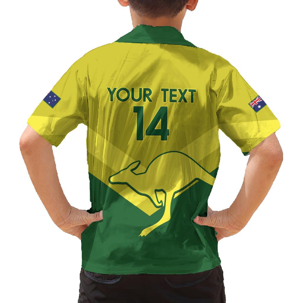 Custom Australia Field Hockey Family Matching Off The Shoulder Long Sleeve Dress and Hawaiian Shirt Go Champions Hockeyroos National Color