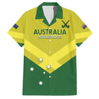 Custom Australia Field Hockey Family Matching Off The Shoulder Long Sleeve Dress and Hawaiian Shirt Go Champions Hockeyroos National Color