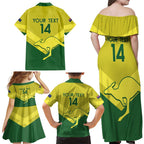 Custom Australia Field Hockey Family Matching Off Shoulder Maxi Dress and Hawaiian Shirt Go Champions Hockeyroos National Color