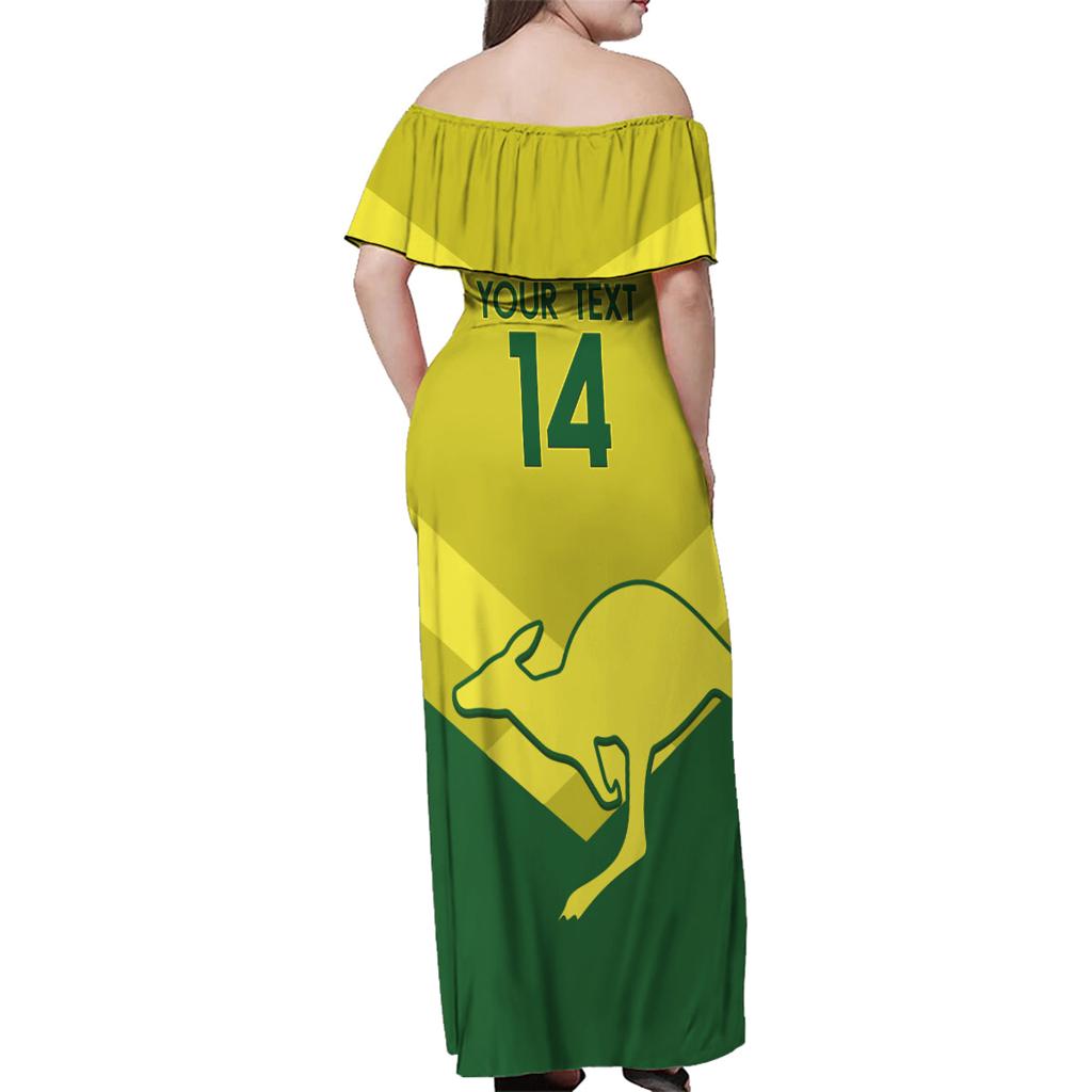 Custom Australia Field Hockey Family Matching Off Shoulder Maxi Dress and Hawaiian Shirt Go Champions Hockeyroos National Color