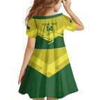 Custom Australia Field Hockey Family Matching Off Shoulder Short Dress and Hawaiian Shirt Go Champions Hockeyroos National Color