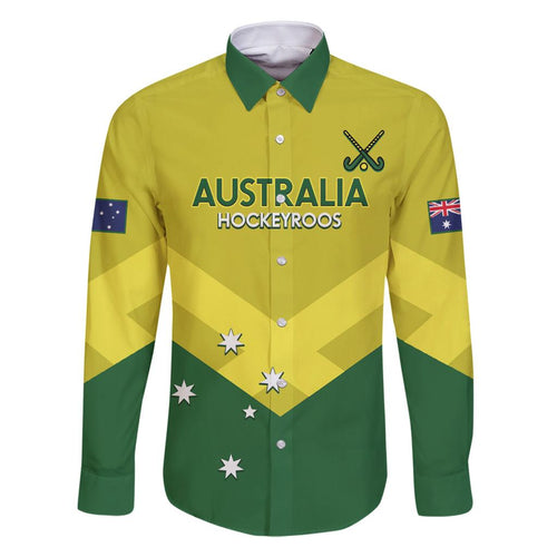 Custom Australia Field Hockey Family Matching Off Shoulder Short Dress and Hawaiian Shirt Go Champions Hockeyroos National Color