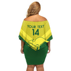 Custom Australia Field Hockey Family Matching Off Shoulder Short Dress and Hawaiian Shirt Go Champions Hockeyroos National Color