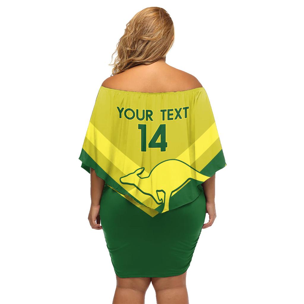 Custom Australia Field Hockey Family Matching Off Shoulder Short Dress and Hawaiian Shirt Go Champions Hockeyroos National Color